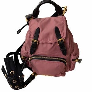 Burberry Dusty Rose Small Backpack with Black and Gold Accents